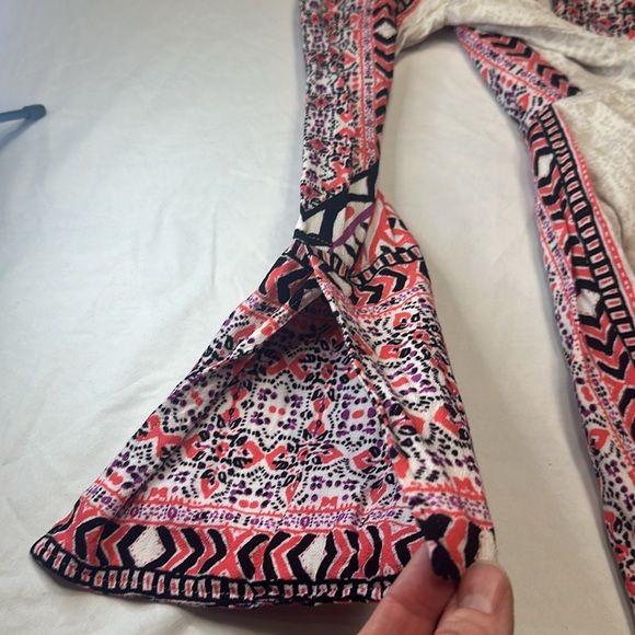Free People Dress Sz 4 Tegan Bohemian Long Sleeve Multicolor Boho - Picture 7 of 10